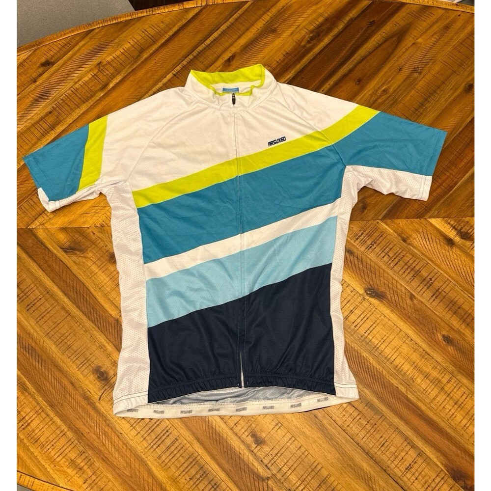 ARSUXEO Men’s Cycling Jersey Size L Full Zip Short Sleeve Performance Bike Shirt